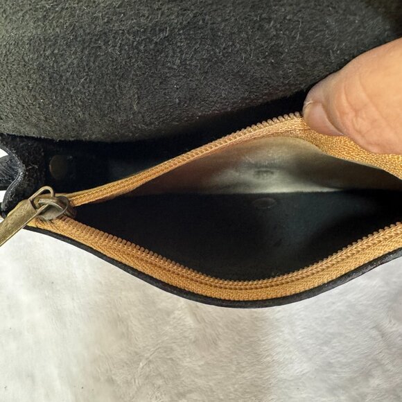 Vera Pelle Italian Black Leather Small Crossbody Purse Adjustable Strap Zipper - Picture 14 of 16